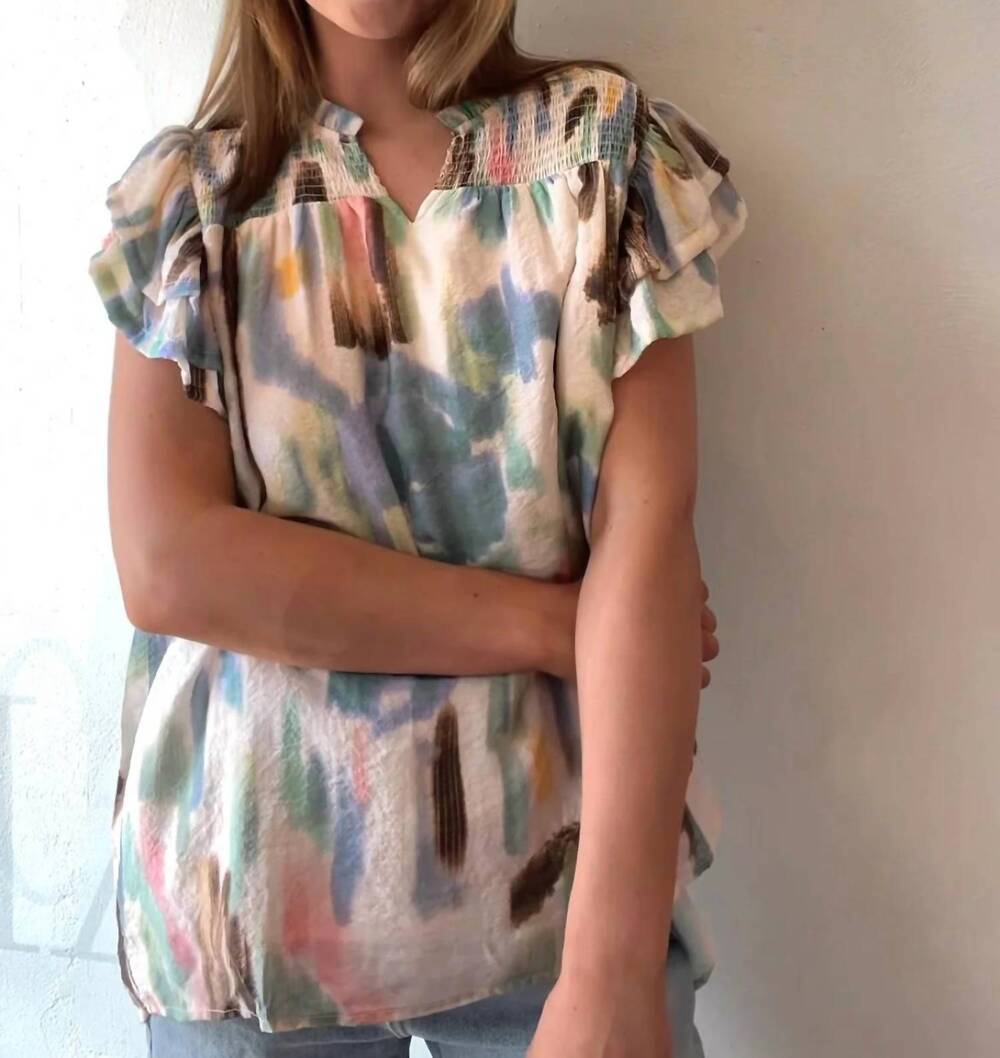 NEW GIGIO watercolor blouse in abstract - Picture 3 of 4